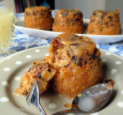 Prune & Walnut Puddings with a Lemon Sauce