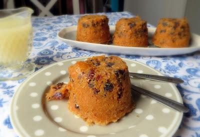 Prune & Walnut Puddings with a Lemon Sauce