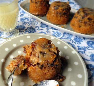 Prune & Walnut Puddings with a Lemon Sauce