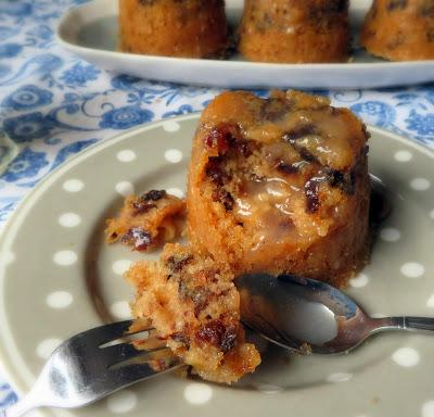 Prune & Walnut Puddings with a Lemon Sauce