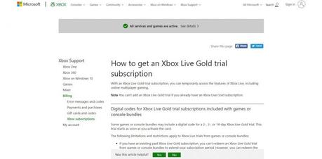 xbox live gold trial account