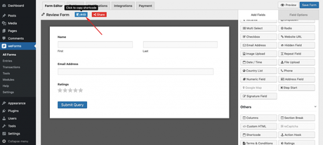 Add a Rating Field in Your WordPress Form In Easiest Way Publish the Form