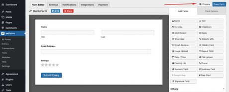 Add a Rating Field in Your WordPress Form In Easiest Way weforms preview