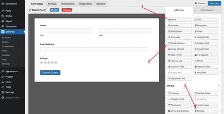 Add a Rating Field in Your WordPress Form In Easiest Way name email address rating