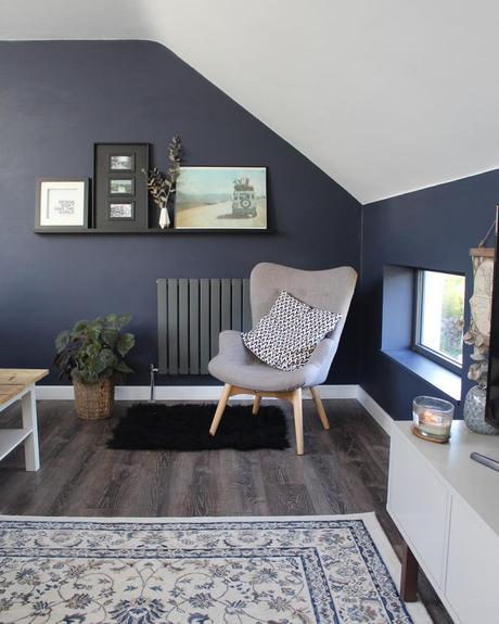 How Do You Do Comfort? an anthracite designer radiator on a navy wall
