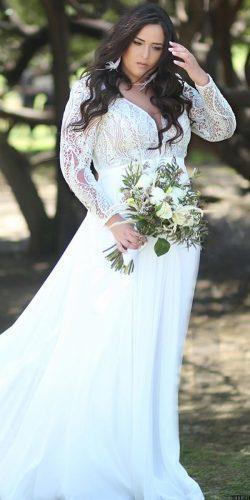  plus size wedding dresses with sleeves vintage a line plunging neckline lace top victoriaruesche