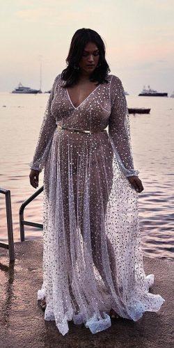 plus size wedding dresses with sleeves nude for beach a line chosenbyoneday