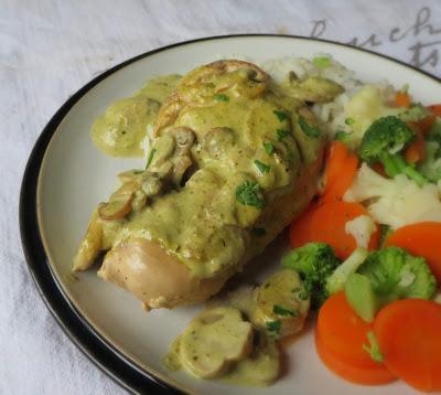 Chicken with a Pesto & Mushroom Sauce