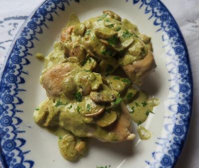 Chicken with a Pesto & Mushroom Sauce