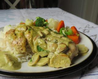 Chicken with a Pesto & Mushroom Sauce