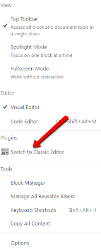 Gutenberg or the Classic Editor