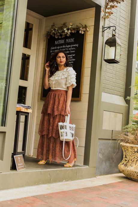 H& M lace skirt, crop top white, summer style, spring outfit, fashion blogger, street style, ootd, DC blogger, saumya shiohare, myriad musings H& M lace skirt, crop top white, summer style, spring outfit, fashion blogger, street style, ootd, DC blogger, saumya shiohare, myriad musings