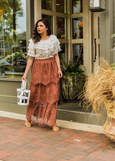 H& M lace skirt, crop top white, summer style, spring outfit, fashion blogger, street style, ootd, DC blogger, saumya shiohare, myriad musings H& M lace skirt, crop top white, summer style, spring outfit, fashion blogger, street style, ootd, DC blogger, saumya shiohare, myriad musings
