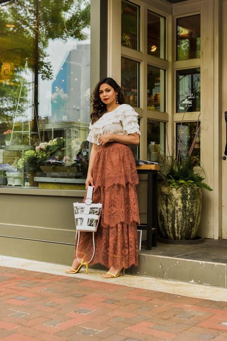 H& M lace skirt, crop top white, summer style, spring outfit, fashion blogger, street style, ootd, DC blogger, saumya shiohare, myriad musings H& M lace skirt, crop top white, summer style, spring outfit, fashion blogger, street style, ootd, DC blogger, saumya shiohare, myriad musings