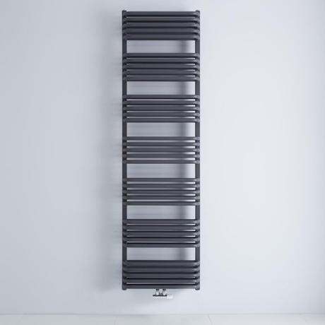 The Milano Bow Central Connection bar on bar heated towel rail in anthracite