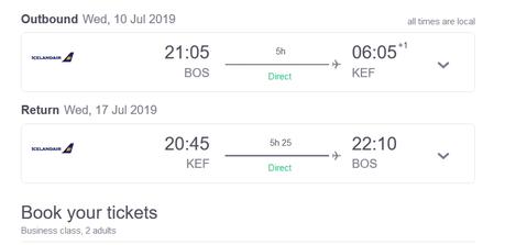 Boston to Reykjavik Bus. Class for only $718