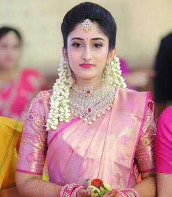 Pink Ornamental Blouse with Pink Silk Saree