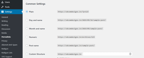 permalink settings