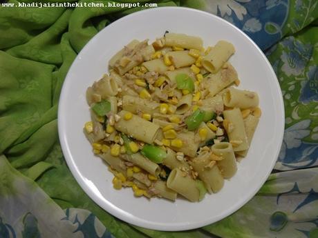 SALADE DE PÂTES AU THON, BOK CHOY ET MAÏS SUCRÉ / PASTA SALAD WITH TUNA, BOK CHOY AND SWEET CORN / ENSALADA DE PASTA CON TUNA, BOK CHOY Y MAIZ DULCE / سلطة المعكرونة و التونا و الملفوف الصيني و الذرة الحلوة