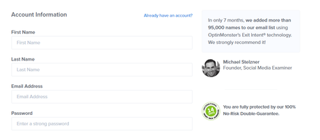 create optinmonster account