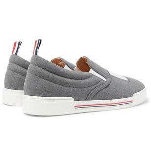 Slippin' Sartorial:  Thom Browne Logo-Appliquéd Wool Slip-On Sneakers