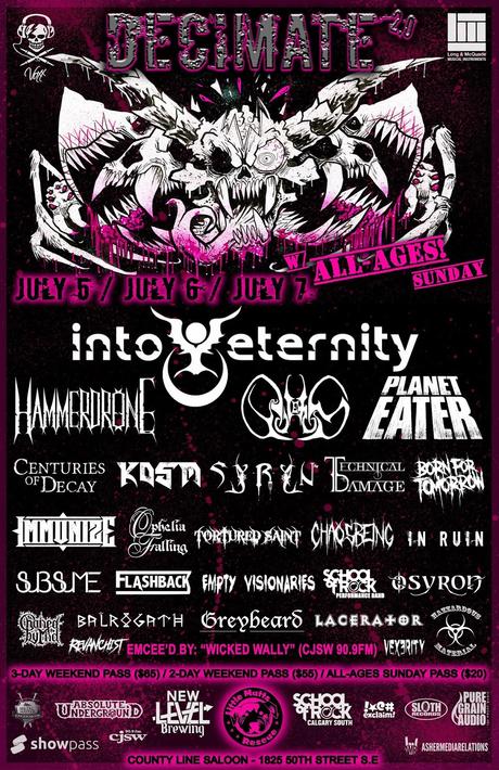 Calgary's Decimate MetalFest Announces 2019 Line-Up w/ Into Eternity, Hammerdrone, Quietus, Planet Eater, Centuries of Decay and more!