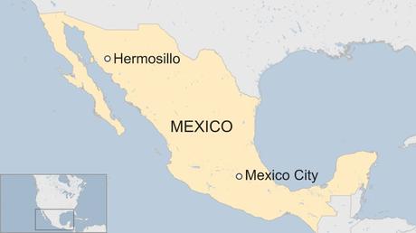 A map showing Hermosillo in Mexico's Sonora state