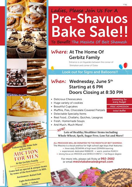 PSA: mesivta Bet Shemesh Bake sale