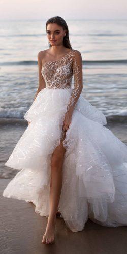 wedding dresses spring 2020 ball gown one shoulder sequins ruffled skirt millanova