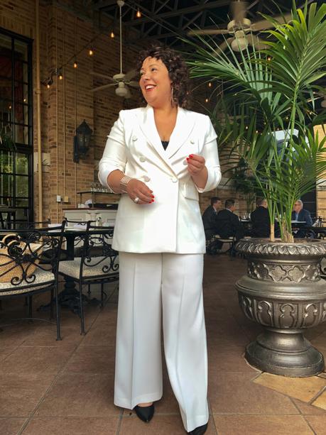 White Double Breasted Pantsuit from Zara