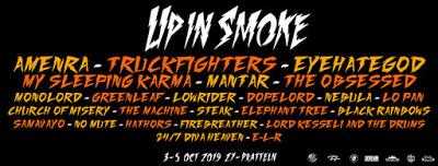 UP IN SMOKE INDOOR FESTIVAL 2019 CONFIRMS MONOLORD + CHURCH OF MISERY + THE MACHINE + FIREBREATHER + E-L-R !