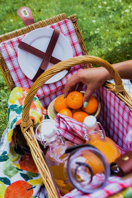 summertime picnic, backyard picnic, picnic basket wicker, picnic food ideas, juice jars, dc blogger, hydrangea picnic, outdoor picnic set up, myriad musings, saumya shiohare