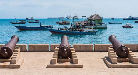 Canons overlooking the ocean at Stone Town