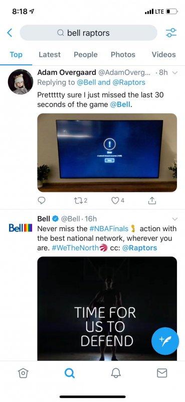 Bell Fibe TV customers lost connection during the final moments of Raptors’ game five