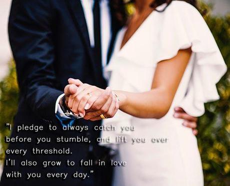 wedding vows for him bride and groom holding hands short wedding vow