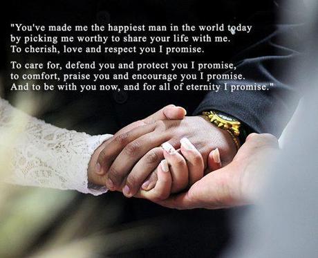 wedding vows for him newlyweds holding hands long wedding vow
