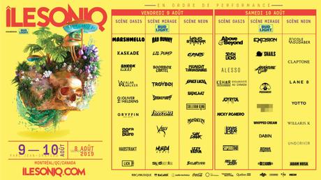 îleSoniq 2019 Daily Stage Lineups