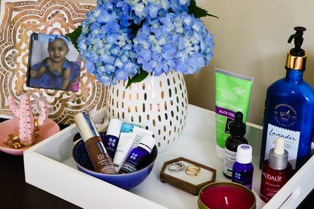 bedtime beauty routine, night stnd must haves, beauty blogger, aromatherapy oils, blue flowers oils, beauty roitine, whats on my nightstand, myriad musings, saumya shiohare 
