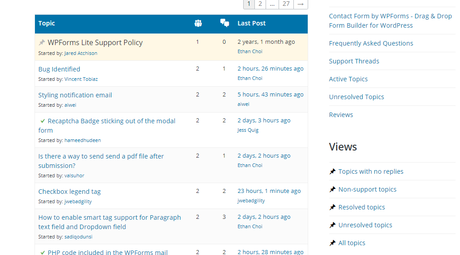 wpforms support forum