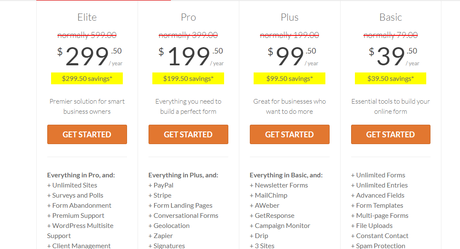 wpforms premium pricing