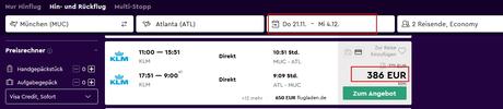 Munich to Atlanta for only €386,-