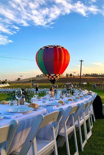unique wedding reception ideas amazing outdoor wedding with hot air balloon
