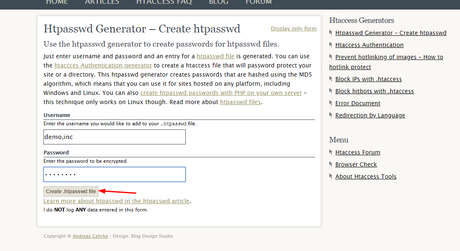 create htpassword