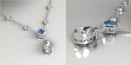 Blue and White Diamond Necklace