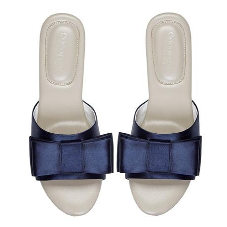 London Fields - Navy Satin Bow Sandals