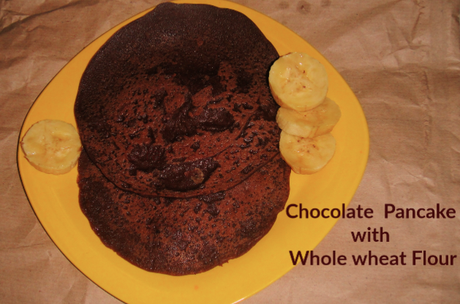 Chocolate Pancake with whole wheat flour - Eggless Breakfast#RecipeRedux