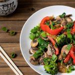 oil-free mushroom broccoli stir fry