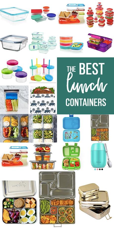 collage image with the Best Lunch Containers for Meal Prep