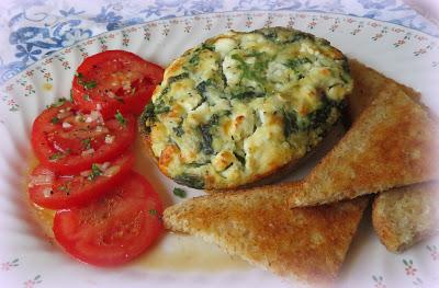 Spinach, Onion & Feta Oven Omelettes