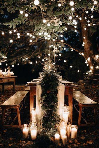 rustic wedding ideas evening outdoor reception decorated with candles icasei oficial via instagram
